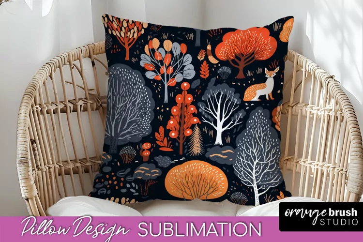 Fall Pillow Cover - Autumn Forest Pillow Sublimation
