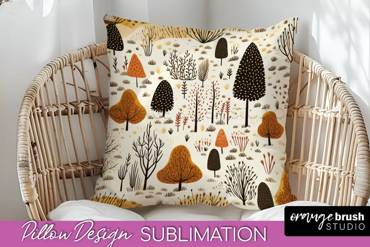 Fall Pillow Cover - Autumn Forest Pillow Sublimation