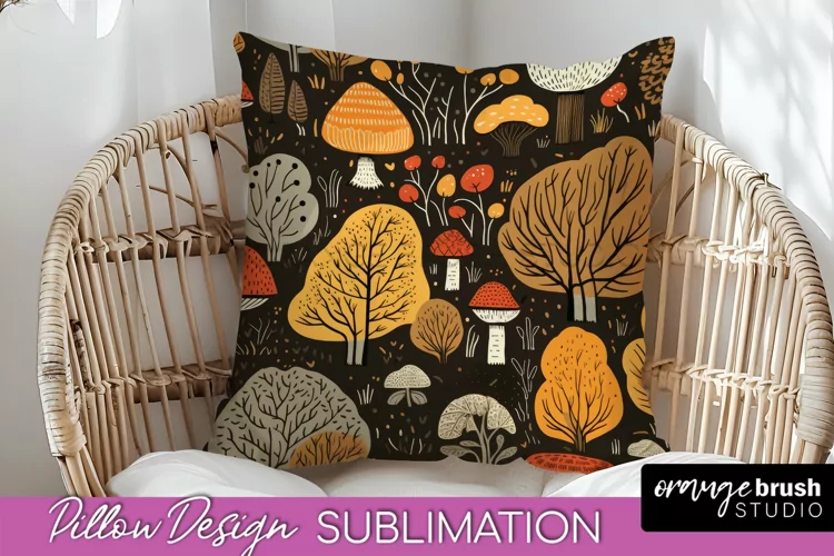 Fall Pillow Cover - Autumn Forest Pillow Sublimation