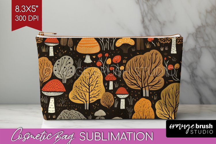 Autumn Forest Cosmetic Bag - Fall Makeup Bag PNG Sublimation