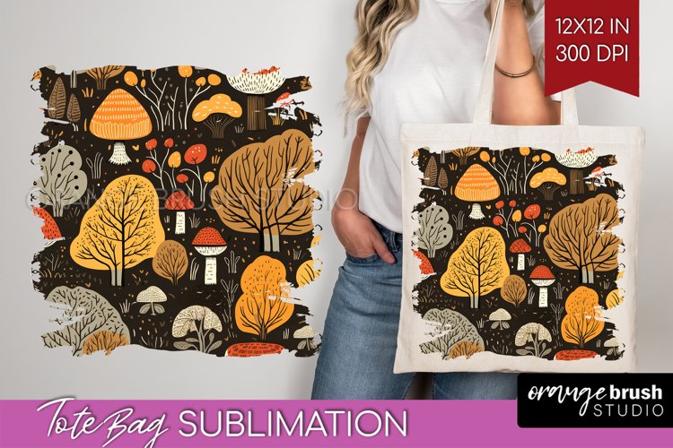 Autumn Forest Tote Bag - Fall Tote Bag PNG Sublimation