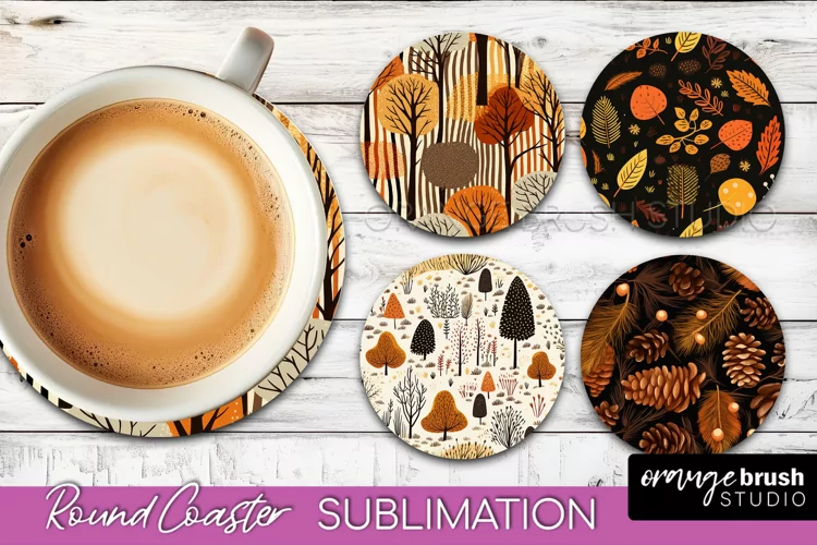 Fall Round Coasters - Autumn Forest Coaster Sublimation