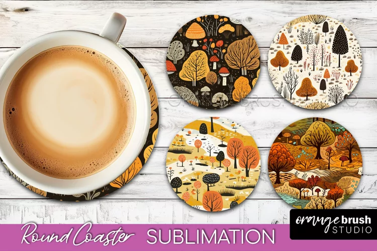 Fall Round Coasters - Autumn Forest Coaster Sublimation