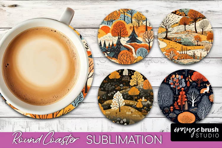 Fall Round Coasters - Autumn Forest Coaster Sublimation