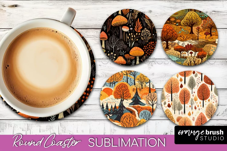 Fall Round Coasters - Autumn Forest Coaster Sublimation