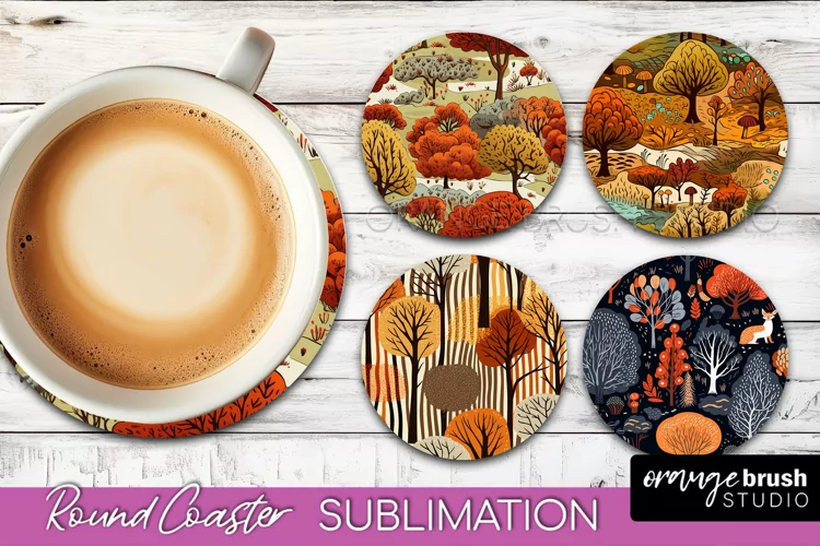 Fall Round Coasters - Autumn Forest Coaster Sublimation