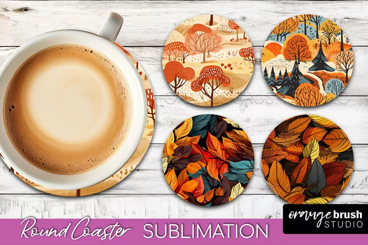 Fall Round Coasters - Autumn Forest Coaster Sublimation