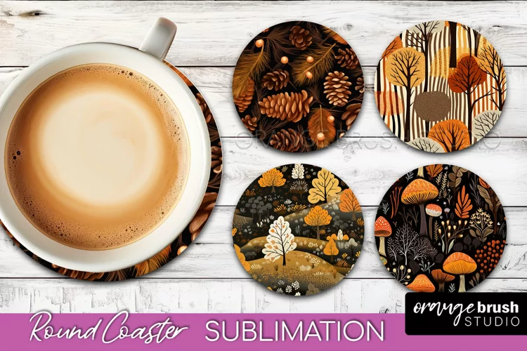 Fall Round Coasters - Autumn Forest Coaster Sublimation
