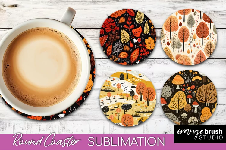 Fall Round Coasters - Autumn Forest Coaster Sublimation