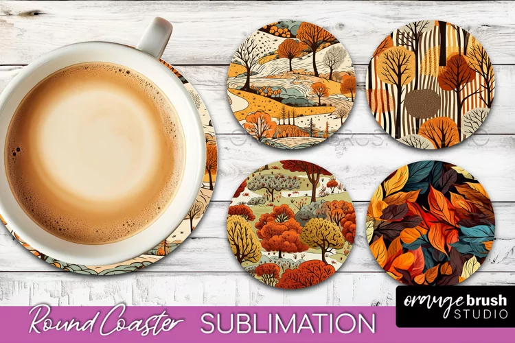 Fall Round Coasters - Autumn Forest Coaster Sublimation