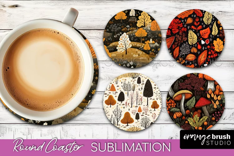 Fall Round Coasters - Autumn Forest Coaster Sublimation