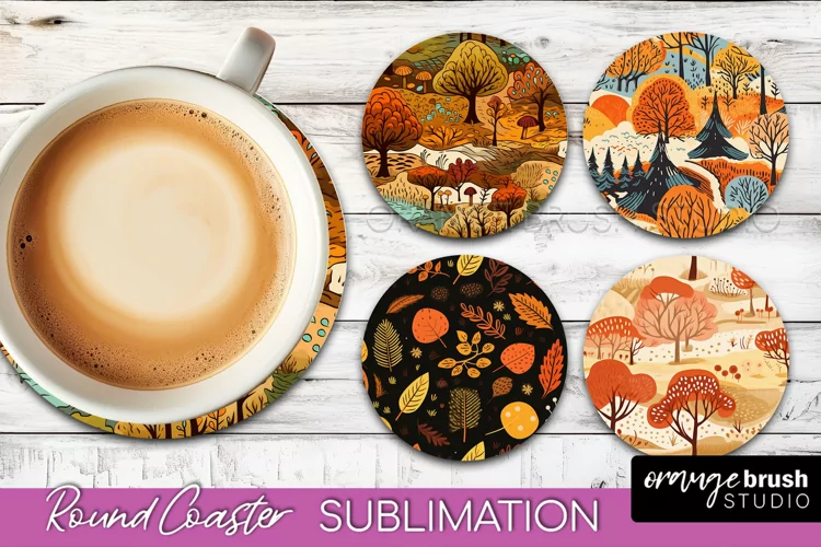 Fall Round Coasters - Autumn Forest Coaster Sublimation