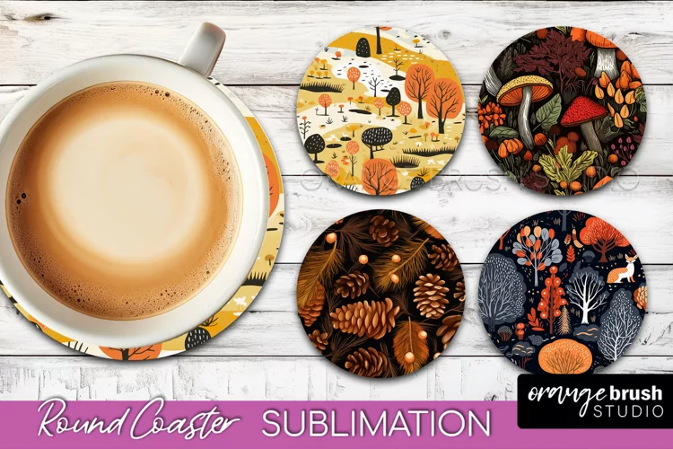 Fall Round Coasters - Autumn Forest Coaster Sublimation