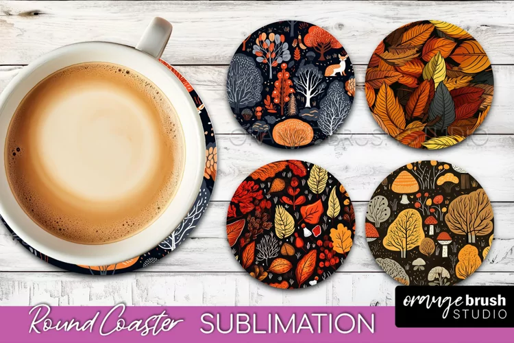 Fall Round Coasters - Autumn Forest Coaster Sublimation