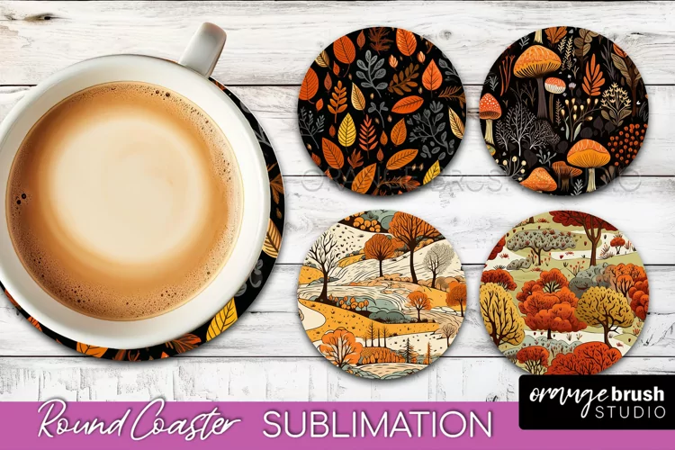Fall Round Coasters - Autumn Forest Coaster Sublimation