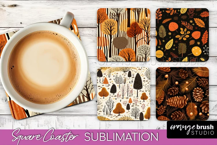 Fall Square Coasters - Autumn Forest Coaster Sublimation