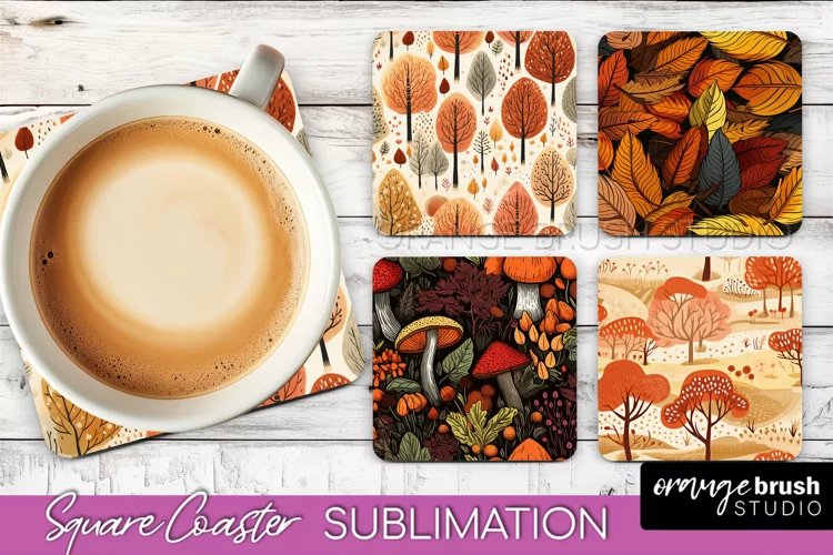 Fall Square Coasters - Autumn Forest Coaster Sublimation