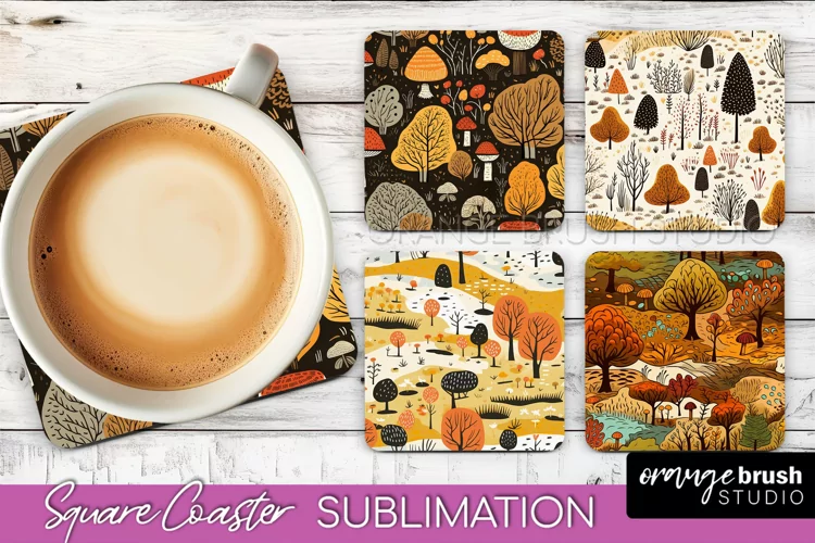 Fall Square Coasters - Autumn Forest Coaster Sublimation