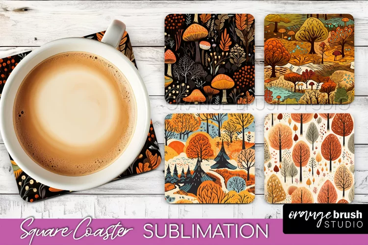 Fall Square Coasters - Autumn Forest Coaster Sublimation