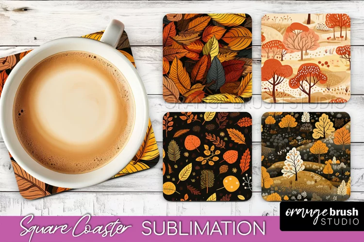 Fall Square Coasters - Autumn Forest Coaster Sublimation