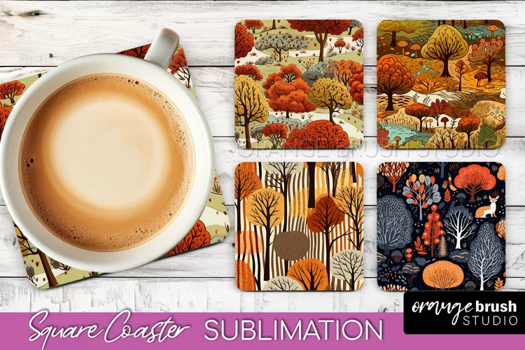 Fall Square Coasters - Autumn Forest Coaster Sublimation