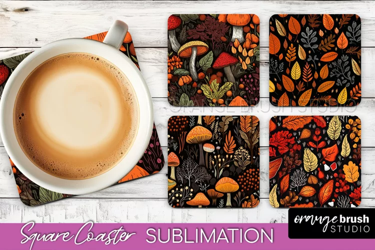 Fall Square Coasters - Autumn Forest Coaster Sublimation