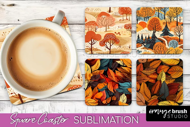 Fall Square Coasters - Autumn Forest Coaster Sublimation