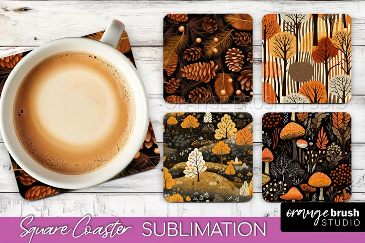 Fall Square Coasters - Autumn Forest Coaster Sublimation