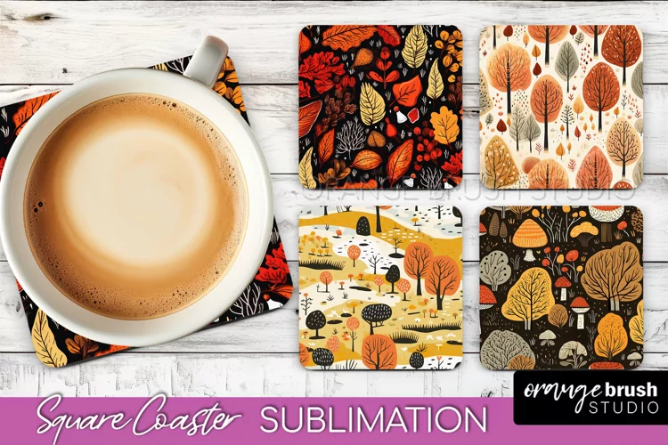 Fall Square Coasters - Autumn Forest Coaster Sublimation
