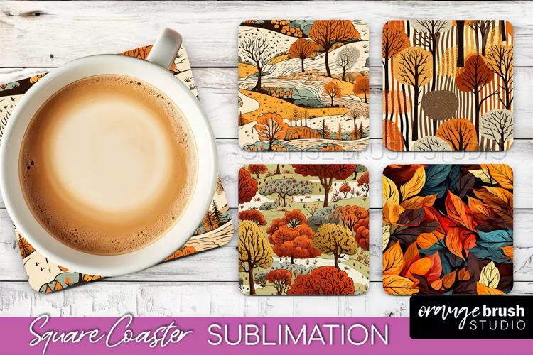 Fall Square Coasters - Autumn Forest Coaster Sublimation