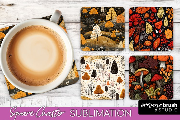 Fall Square Coasters - Autumn Forest Coaster Sublimation example image 1