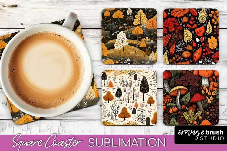 Fall Square Coasters - Autumn Forest Coaster Sublimation