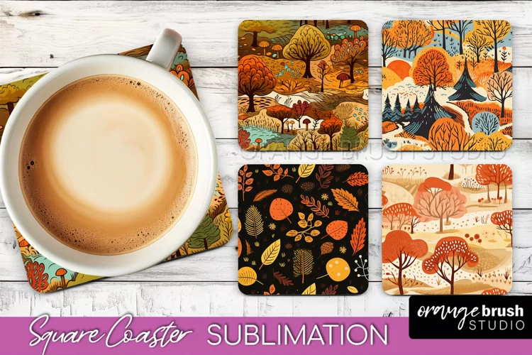 Fall Square Coasters - Autumn Forest Coaster Sublimation