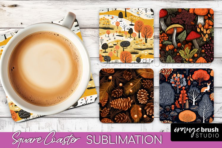 Fall Square Coasters - Autumn Forest Coaster Sublimation example image 1