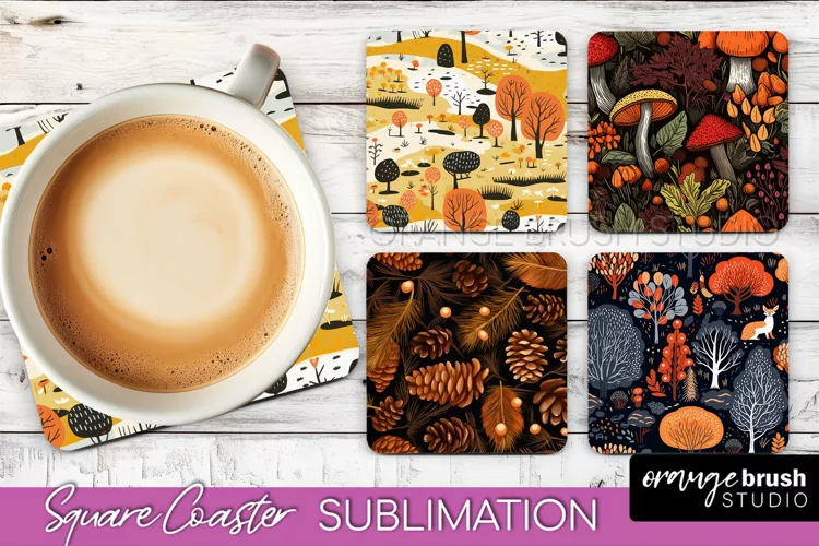 Fall Square Coasters - Autumn Forest Coaster Sublimation
