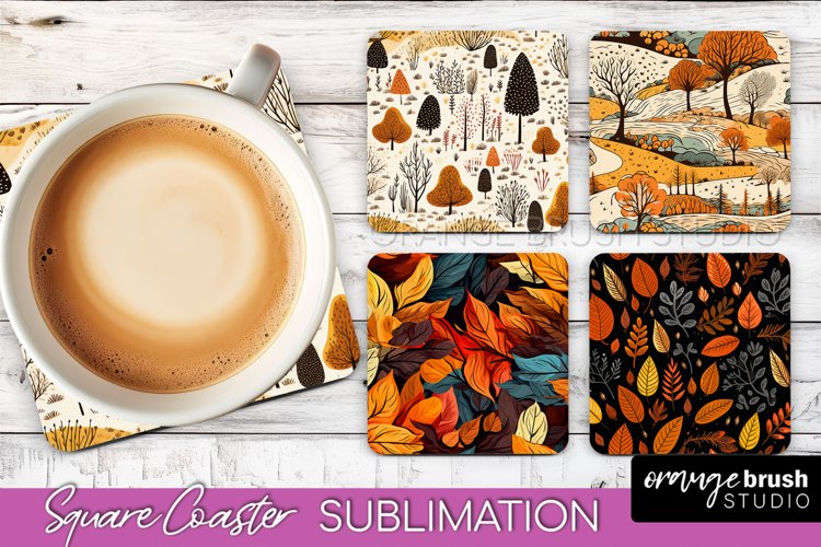 Fall Square Coasters - Autumn Forest Coaster Sublimation example image 1