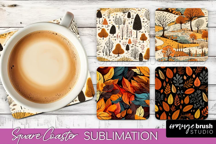 Fall Square Coasters - Autumn Forest Coaster Sublimation