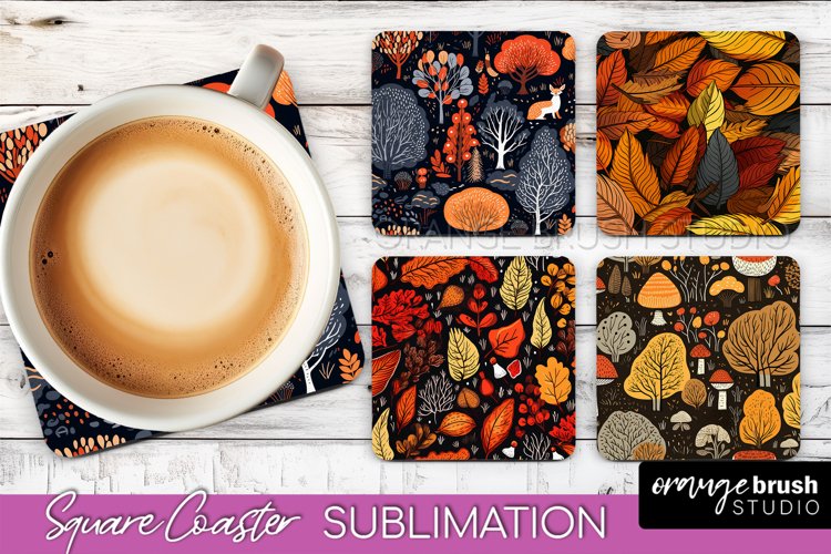 Fall Square Coasters - Autumn Forest Coaster Sublimation example image 1