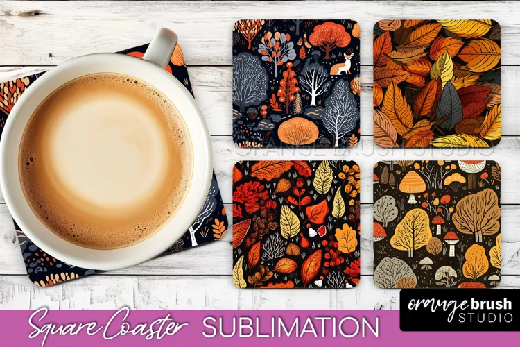 Fall Square Coasters - Autumn Forest Coaster Sublimation