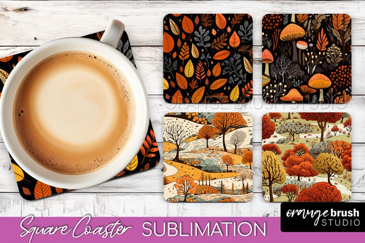 Fall Square Coasters - Autumn Forest Coaster Sublimation example image 1