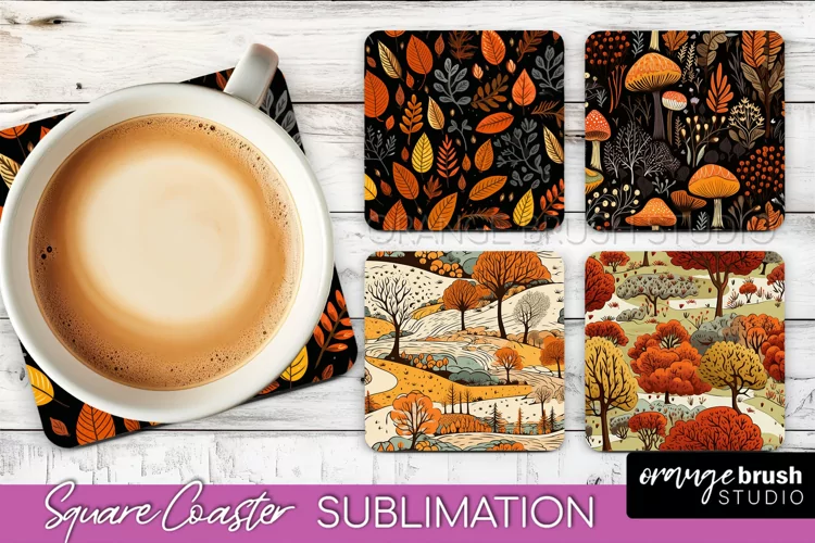 Fall Square Coasters - Autumn Forest Coaster Sublimation