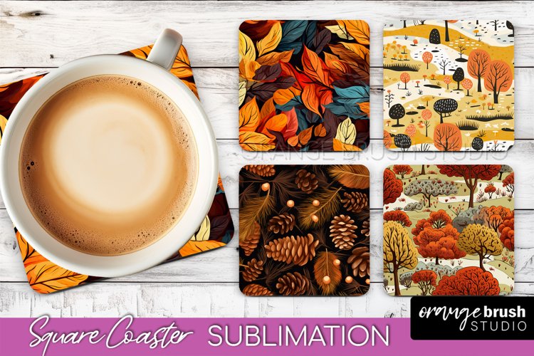 Fall Square Coasters - Autumn Forest Coaster Sublimation example image 1