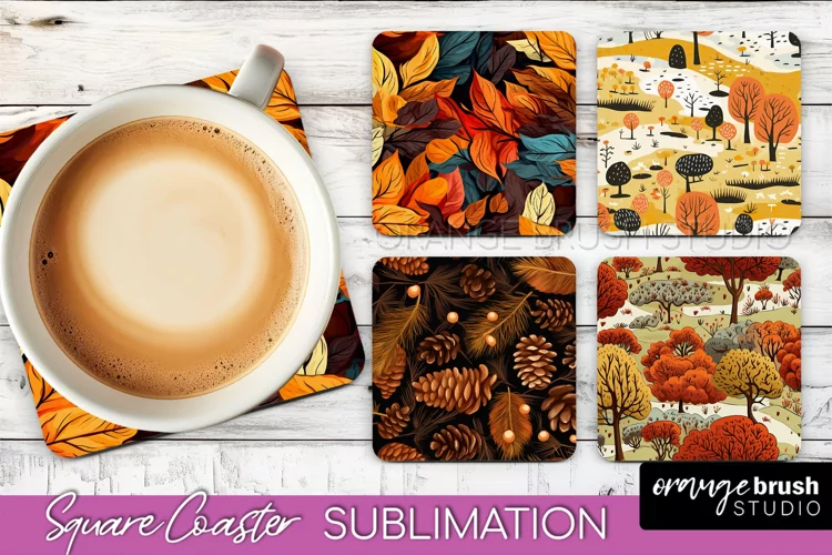 Fall Square Coasters - Autumn Forest Coaster Sublimation