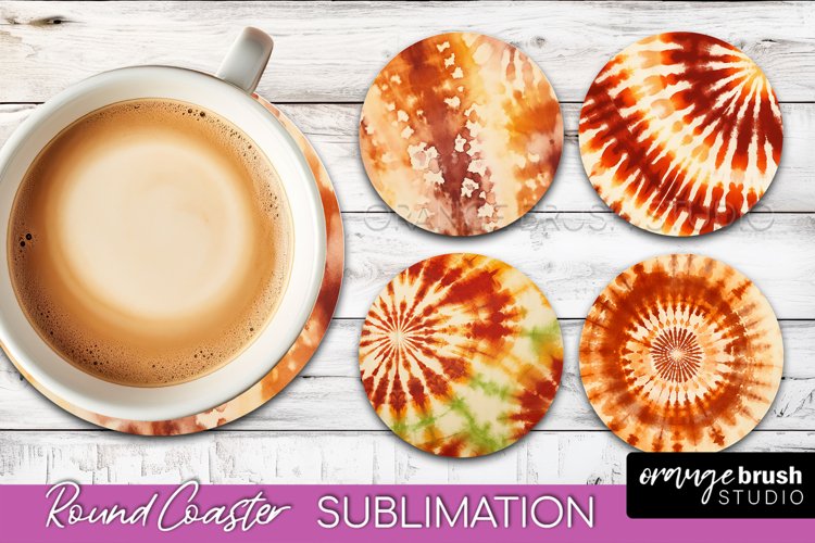 Autumn Tie Dye Round Coaster - Fall Coaster Sublimation