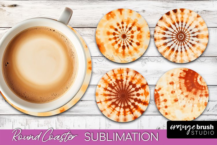 Autumn Tie Dye Round Coaster - Fall Coaster Sublimation