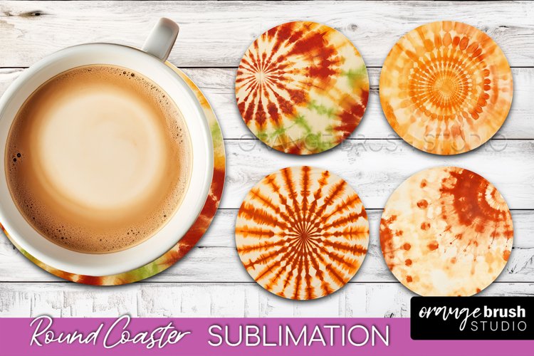Autumn Tie Dye Round Coaster - Fall Coaster Sublimation
