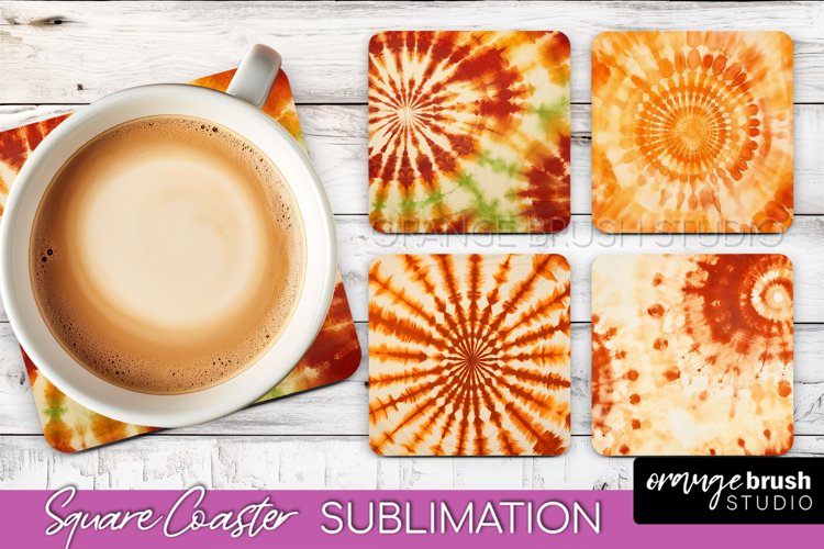 Autumn Tie Dye Square Coaster - Fall Coaster Sublimation