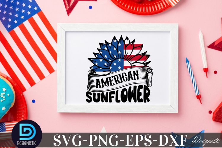 American sunflower SVG, 4th July Sunflower SVG