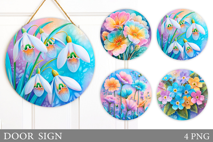 Floral Door Sign Sublimation. Flowers Door Sign Design
