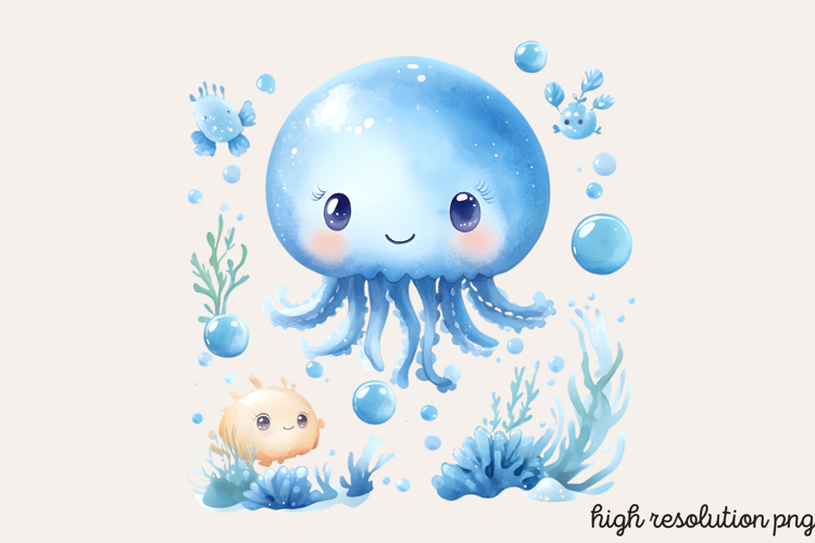 Pastel Cute Mermaid Watercolor Clipart PNG